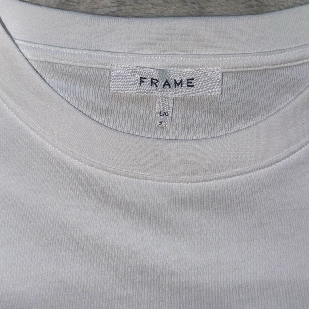 FRAME💕Ruched Tie Sleeve Tee in Blanc Size L - Picture 10 of 15